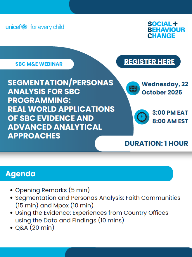 Event: UNICEF SBC Webinar 22nd Oct: Segmentation/Personas Analysis for SBC Programming